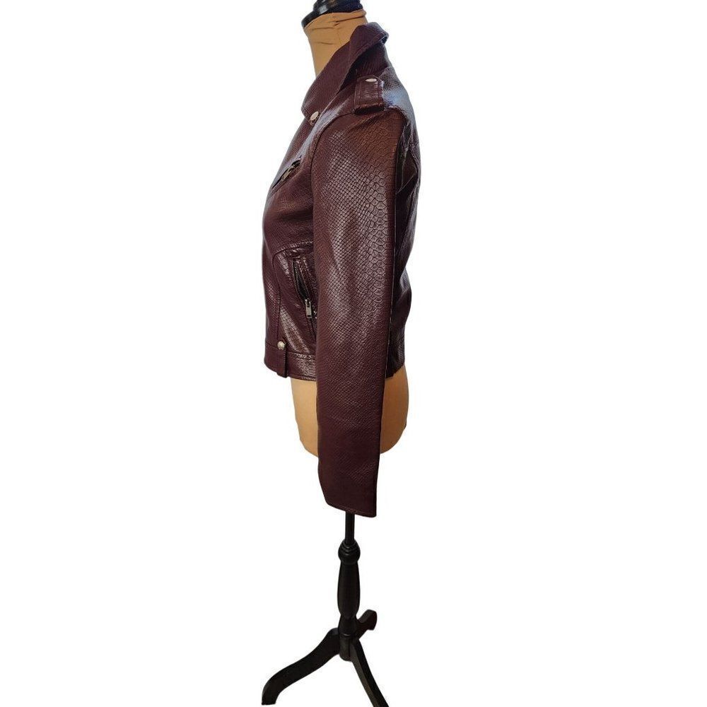 Shein Maroon Biker Style Crop Faux Leather Women's Jacket in Small - Picture 2 of 8